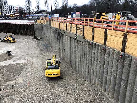 Baugrube Engl GmbH Spezialtiefbau ehemaliges Paulaner Areal